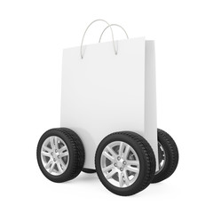 Shopping Bag on Wheels Isolated