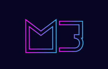 blue pink alphabet letter logo combination design