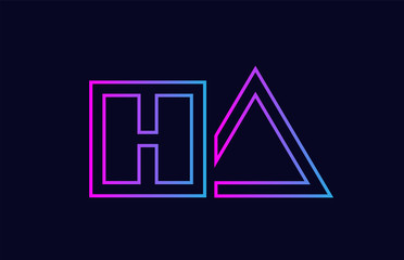 blue pink alphabet letter logo combination design