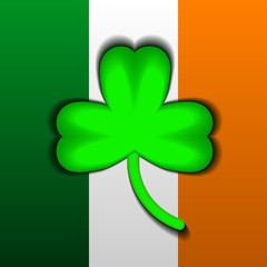 St.Patrick's Day. Celebration. Holiday. Lucky day. Ireland flag. Green clover-trefoil.