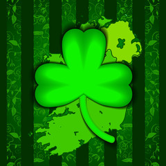 St.Patrick 's Day. Holiday. Celebration. Magic forest green clover. Clover trefoil. Ireland map. Floral Forest.