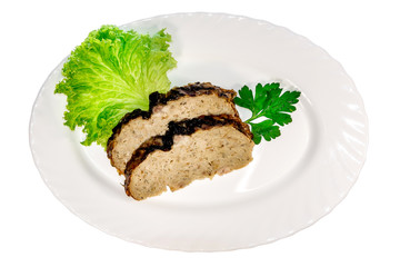 dish food from the restaurant. isolated background. view from above . side view