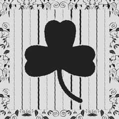 Holiday. St.Patrick's Day. Celebration. Monochrome clover. Ireland Clover trefoil. Ink illustration.