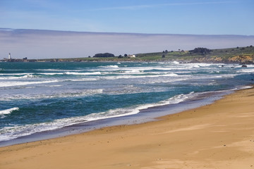 Sandy beach on the Pacific Ocean coast, California
