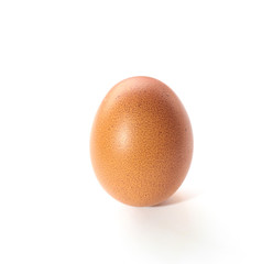 Raw brown chicken eggs on white background 