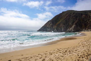 Fototapeta na wymiar Sandy Beach on the Pacific Ocean coastline, California