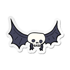 sticker of a cartoon spooky skull bat