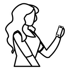 woman using smartphone character