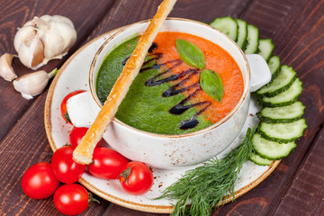  beautiful vegetarian soup in original design, for use in design