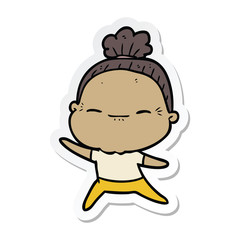 sticker of a cartoon peaceful old woman