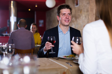 Business partners dining at restaurant