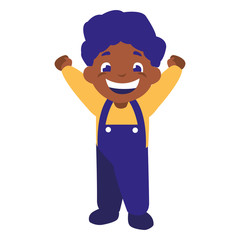 happy black boy celebrating