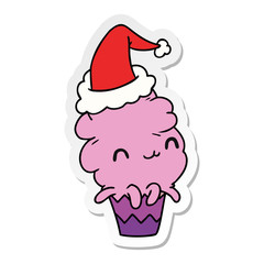 christmas sticker cartoon of kawaii muffin