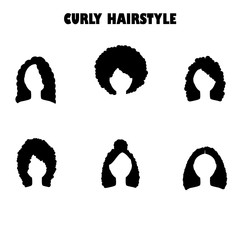 Woman with curly hair silhouettes