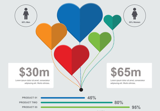 Infographic Layout with Multicolored Heart Elements