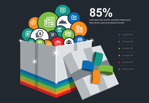 Infographic Layout with Gift Box Illustration