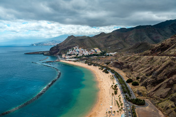 View of Las Teresitas Beach in a cloudy day, Tenerife - Canary Islands, Spain