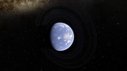 Exoplanet with rings Second Earth 3D illustration (Elements of this image furnished by NASA)