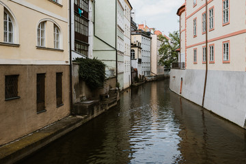Fototapeta na wymiar Water canal from Prague, Czech Republic