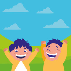 happy fat boys celebrating in the camp