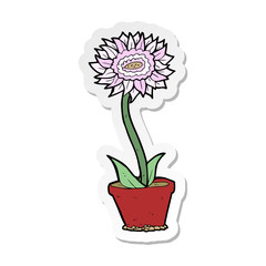 sticker of a cartoon flower in pot