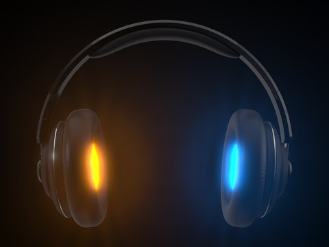 wireless headphone with energy emision. concept design for audiophile themes. 3d illustration