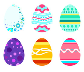 Set of different colored easter eggs. Vector