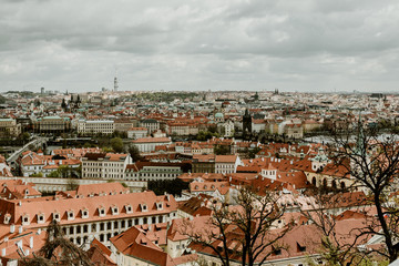 Fototapeta na wymiar View over the city from Prague Castle - Prague, Czech Republic