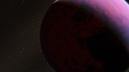 Exoplanet 3D illustrationthe planet pink with blue on the background of the sun the milky way black sky (Elements of this image furnished by NASA)