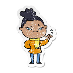 distressed sticker of a cartoon woman