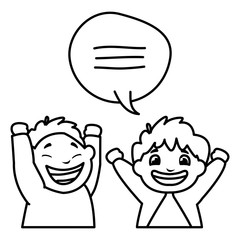Fototapeta premium happy fat boys celebrating with speech bubble