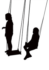 friends swinging, silhouette vector