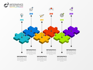 Infographic design template. Timeline concept with 6 steps