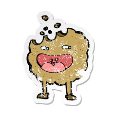 retro distressed sticker of a cookie cartoon character