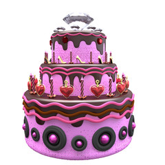 pink birthday cake with elements