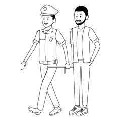 policeman and afroamerican man