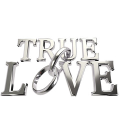 true love title with silver rings