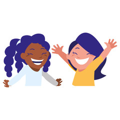 Fototapeta premium happy interracial girls characters