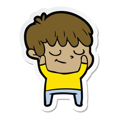 sticker of a happy cartoon boy