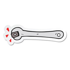 sticker of a cartoon spanner turning nut