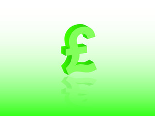 Pound sterling currency vector in green color for Great Britain on light background illustration