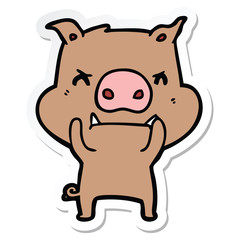 sticker of a angry cartoon pig