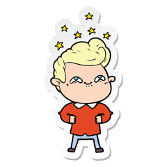 sticker of a cartoon excited man