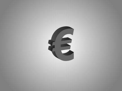 Euro currency symbol vector for the European Union using black color on gray background illustration