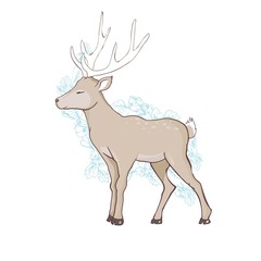 Deer cartoon illustration design.Cute bambi animal vector.Merry christmas card.
