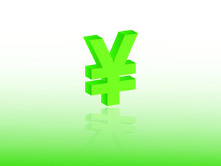 Yuan as Chinese currency in green color on light background vector illustration