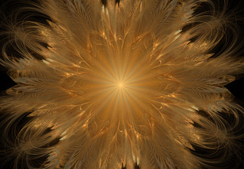 Abstract image. Computer generated. Virtual Golden Flower.