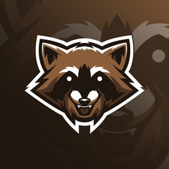 raccoon vector mascot logo design with modern illustration concept style for badge, emblem and tshirt printing. head raccoon illustration for sport and esport team. © Ahmadbrutalism666