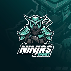 ninja vector mascot logo design with modern illustration concept style for badge, emblem and tshirt printing. angry ninja illustration for sport and esport team.