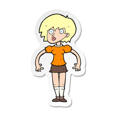 sticker of a cartoon suprised woman